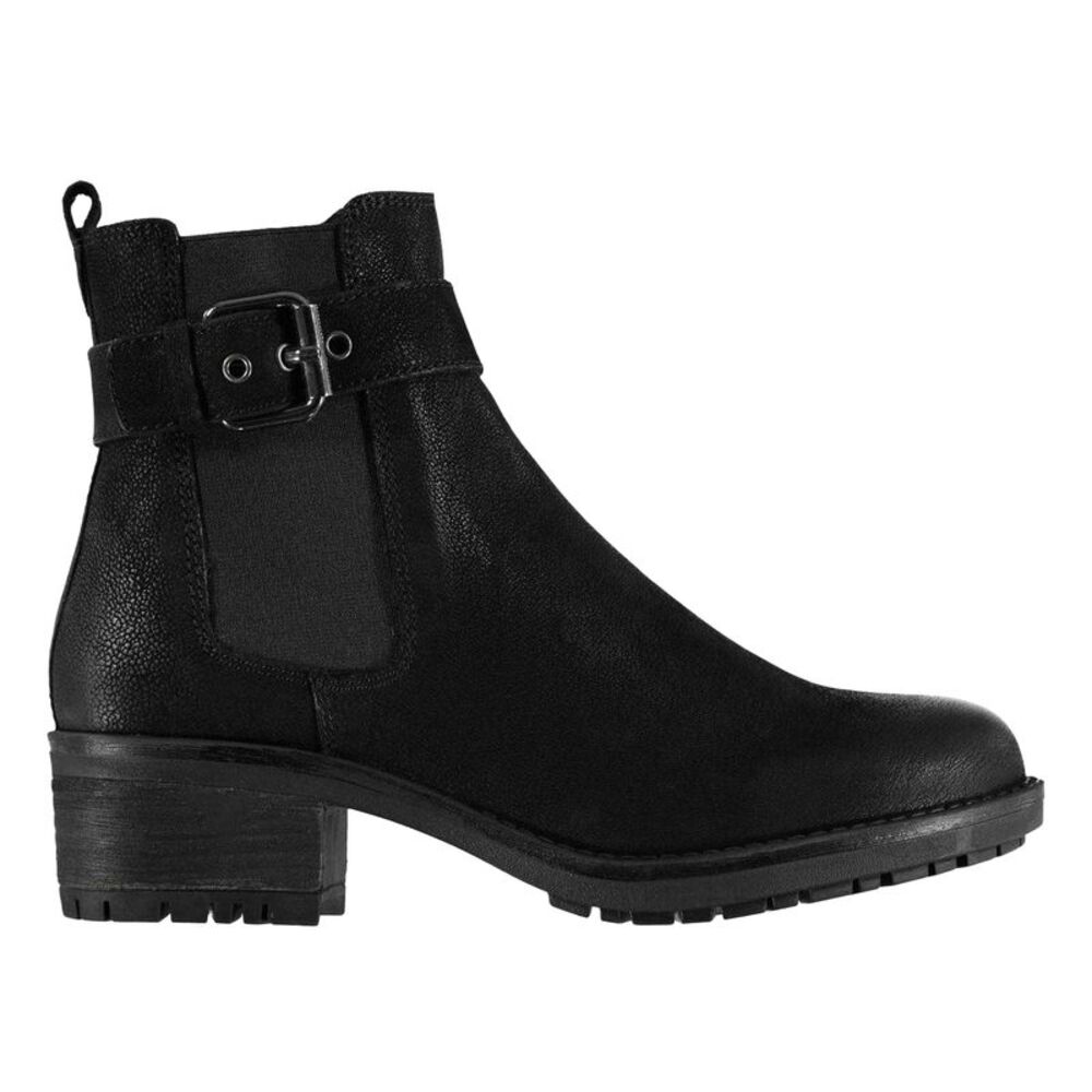 Linea Womens/Ladies Buckle Block Heel Ankle Boots / Black
